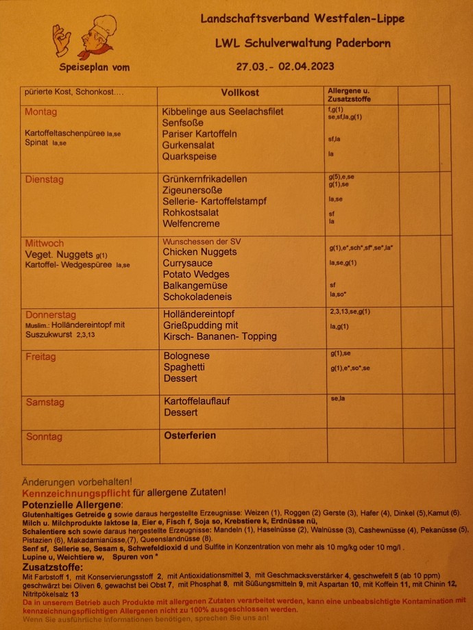 Speiseplan KW 46